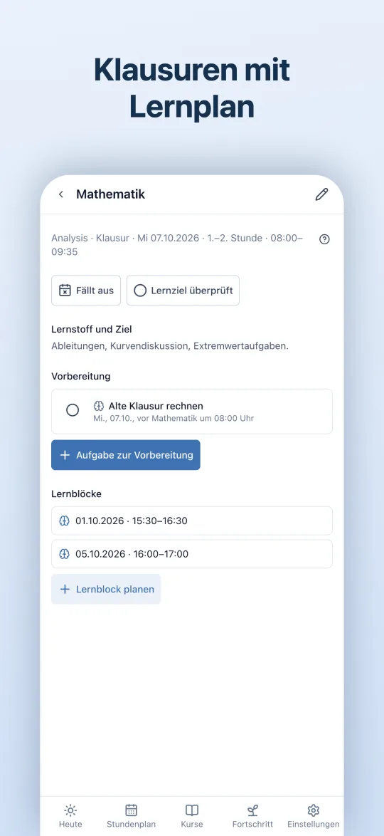 Kurse in der Oberstufe