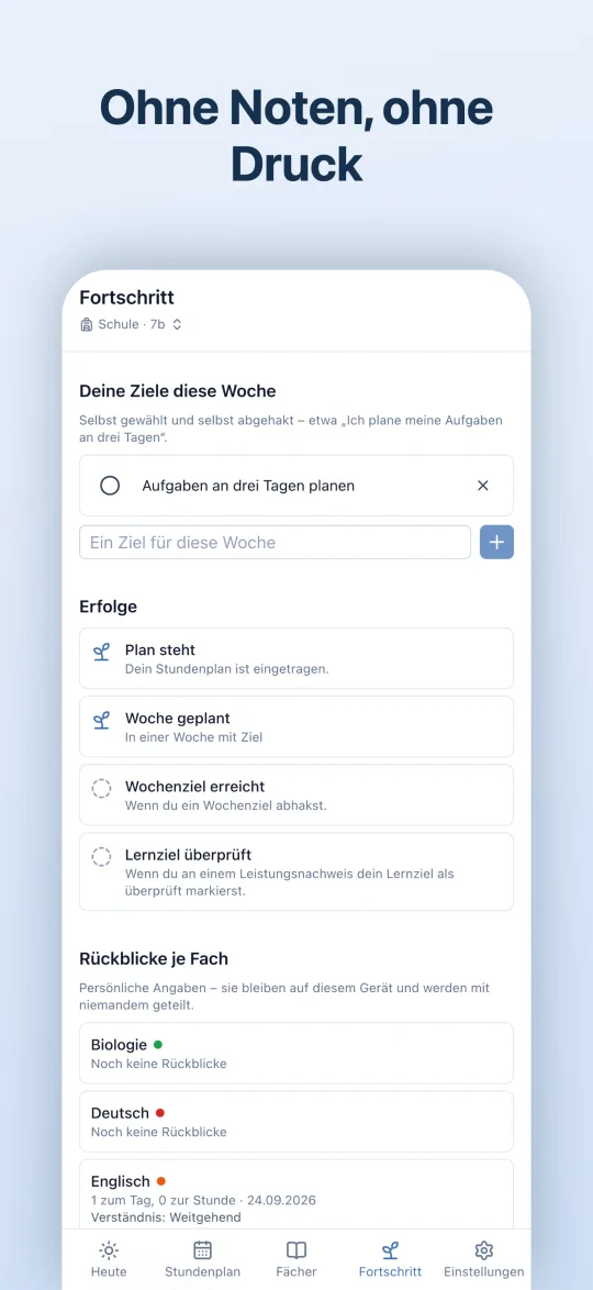 Fortschritt mit Wochenziel